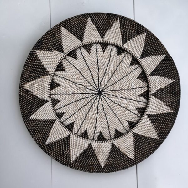 Rattan wall Decor - Brown and white